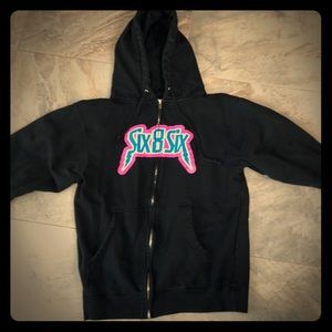 Black zip up Six 8 Six hoodie